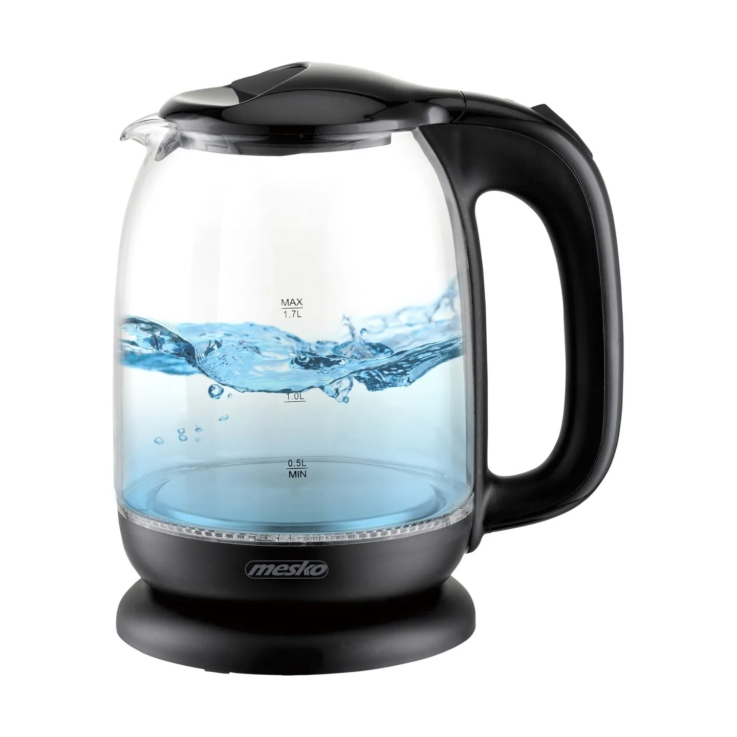 Mesko | Kettle | MS 1302b | Electric | 2200 W | 1.7 L | Glass | 360° rotational base | Black