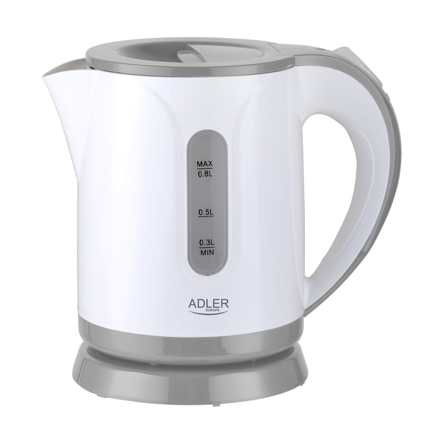 Adler | Kettle | AD 1371g | Electric | 850 W | 0.8 L | Stainless steel/Polypropylene | 360° rotational base | White/Grey