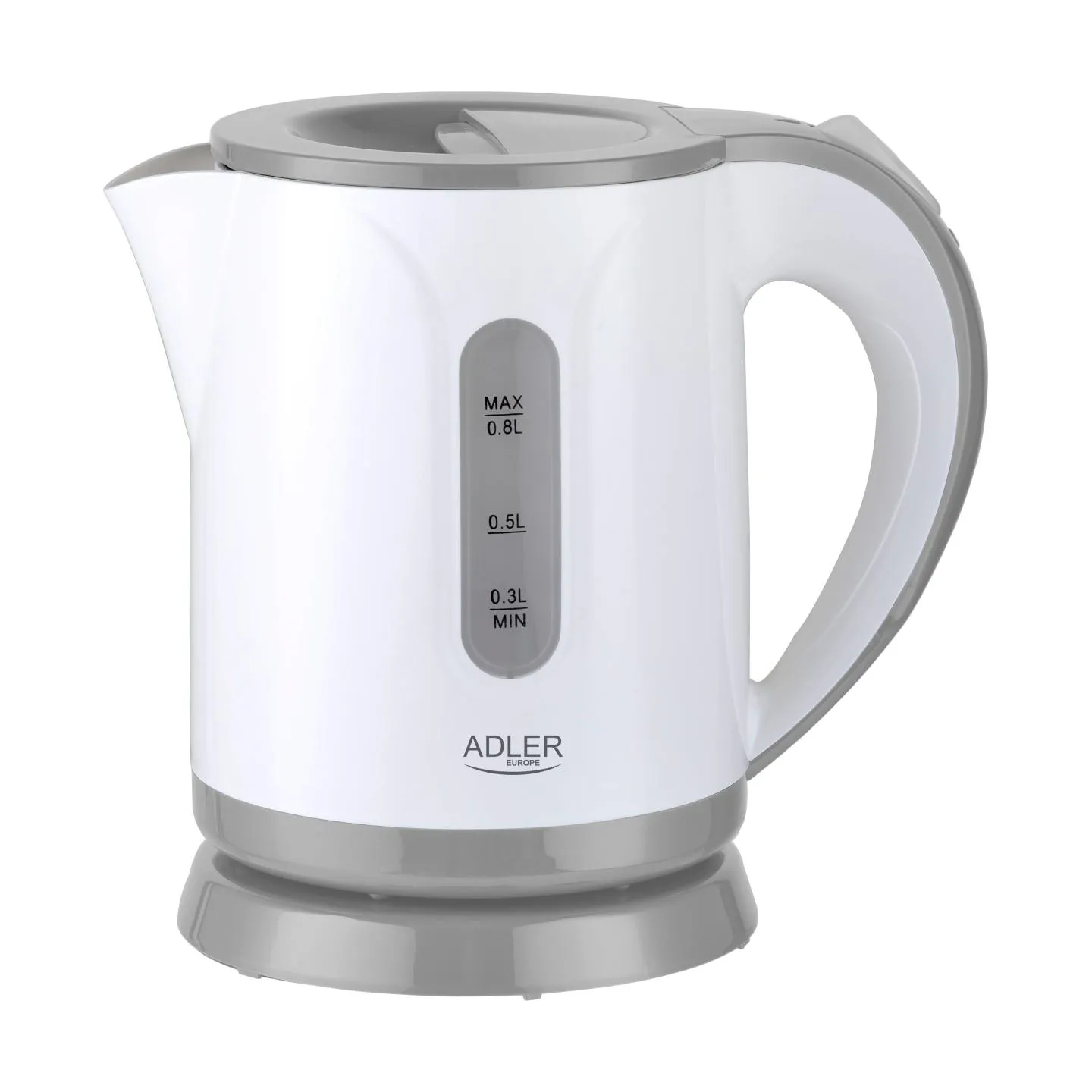 Adler | Kettle | AD 1371g | Electric | 850 W | 0.8 L | Stainless steel/Polypropylene | 360° rotational base | White/Grey