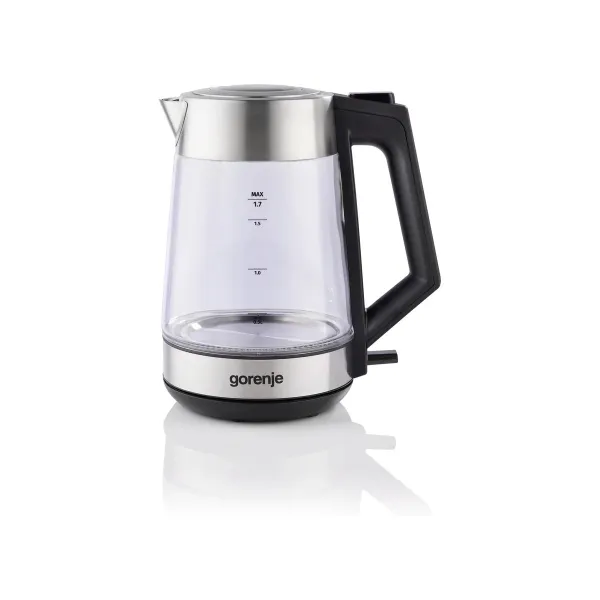 Gorenje K17OGS | Kettle | Electric | 1.7 L | 2200 W | 360° rotational base | Stainless steel/Glass | Stainless steel