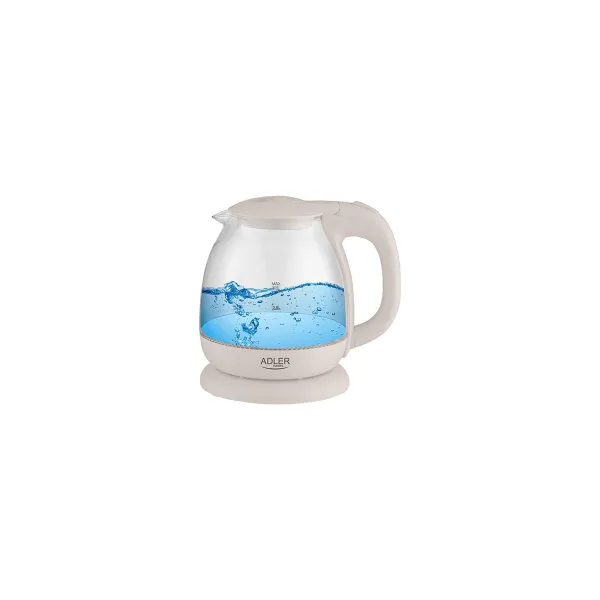 Adler | Kettle | AD 1283C | Electric | 900 W | 1 L | Glass | 360° rotational base | Cream