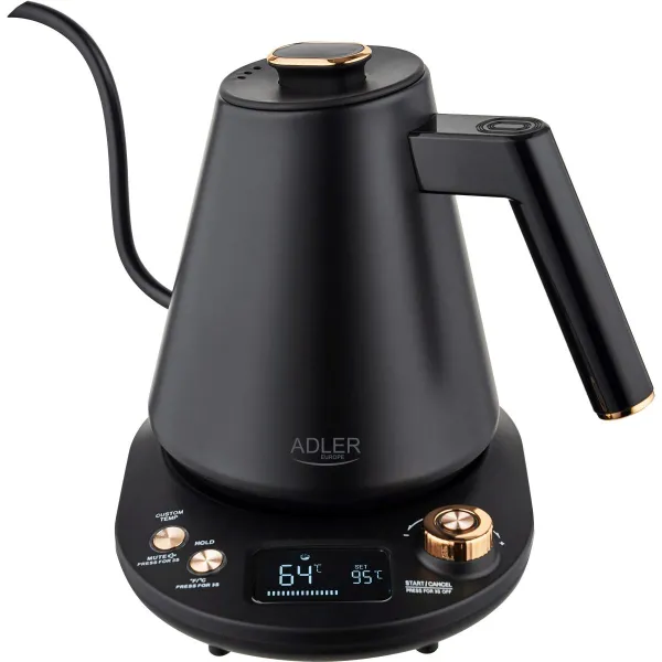 Adler Kettle | AD 1349 | Electric | 1100 W | 1 L | Stainless steel | 360° rotational base | Black/Gold