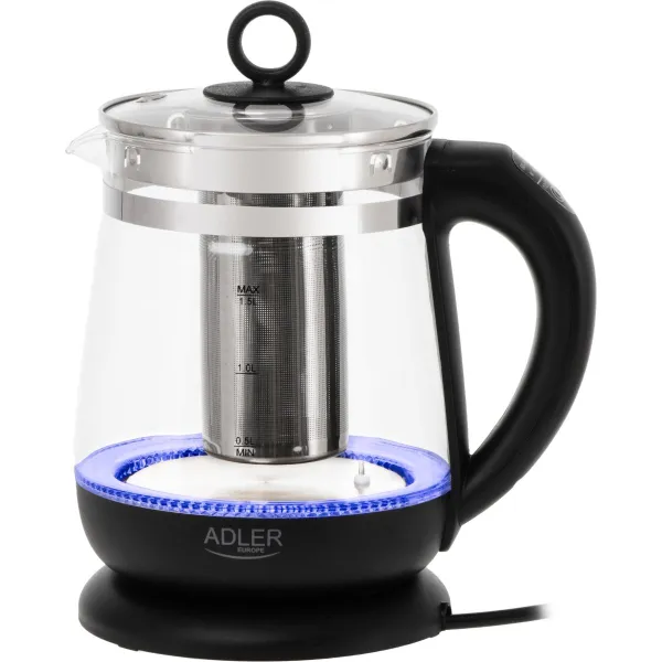 Adler Kettle | AD 1299 | Electric | 2200 W | 1.5 L | Glass | 360° rotational base | Black