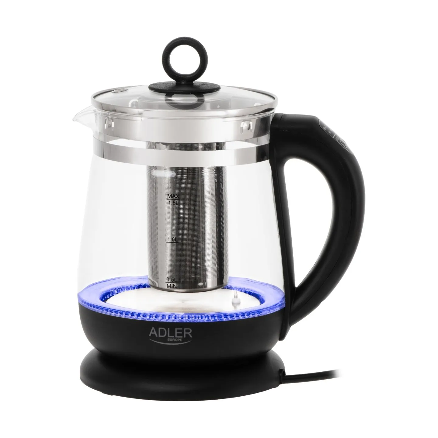 Adler Kettle | AD 1299 | Electric | 2200 W | 1.5 L | Glass | 360° rotational base | Black