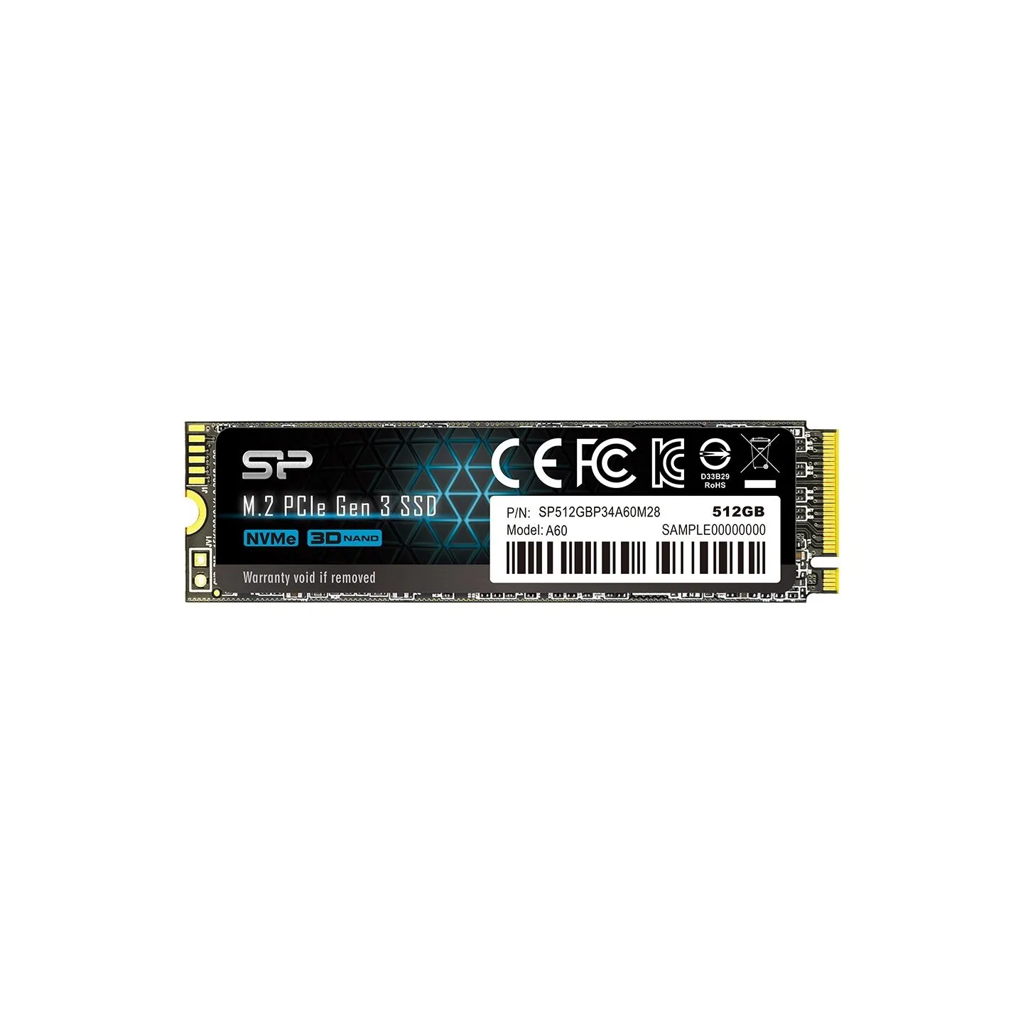 Silicon Power | A60 | 512 GB | Solid-state drive interface M.2 NVME | Read speed 2200 MB/s | Write speed 1600 MB/s