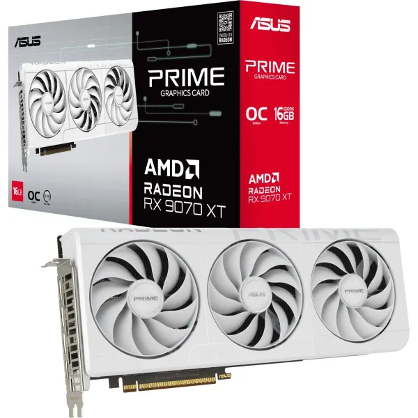 Asus Prime Radeon RX 9070 XT White OC Edition 16GB GDDR6 | AMD | 16 GB | Radeon RX 9070 XT | GDDR6 | HDMI ports quantity 1 | PCI