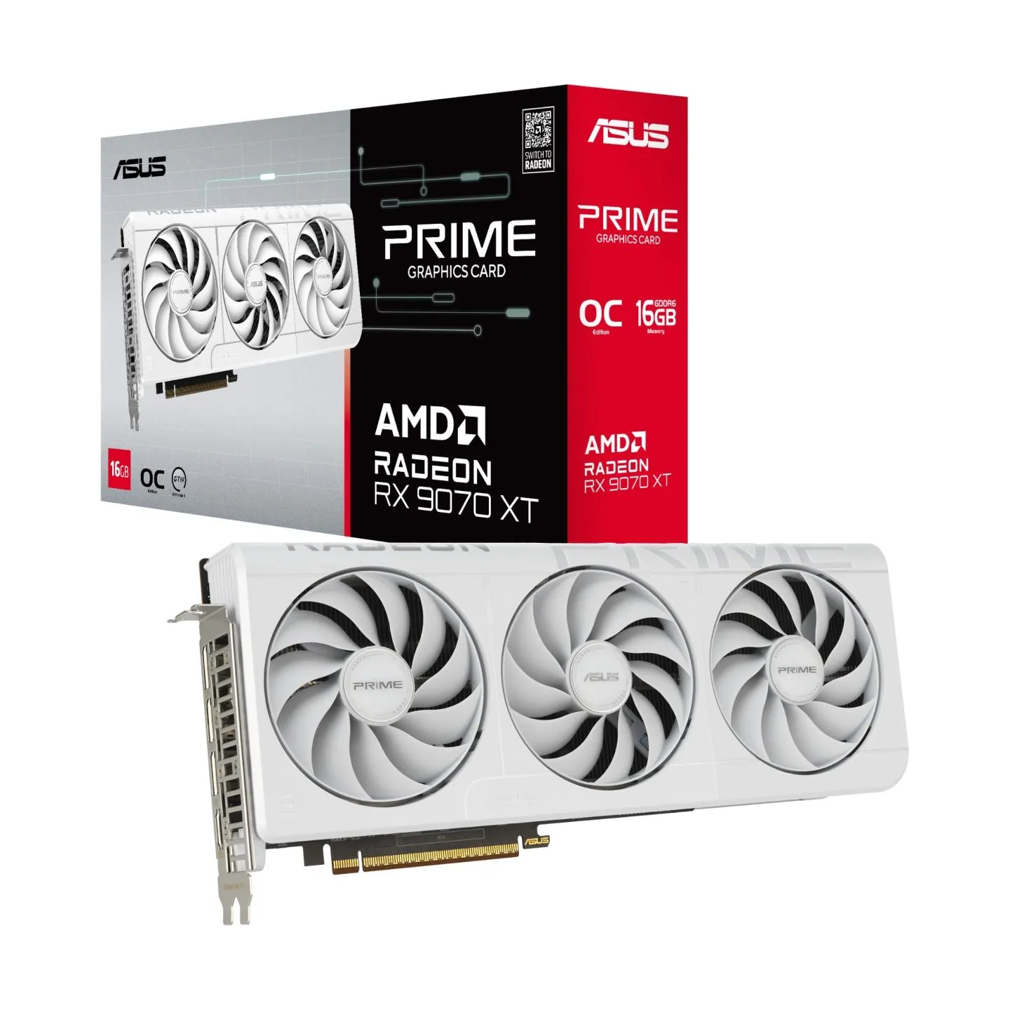 Asus Prime Radeon RX 9070 XT White OC Edition 16GB GDDR6 | AMD | 16 GB | Radeon RX 9070 XT | GDDR6 | HDMI ports quantity 1 | PCI