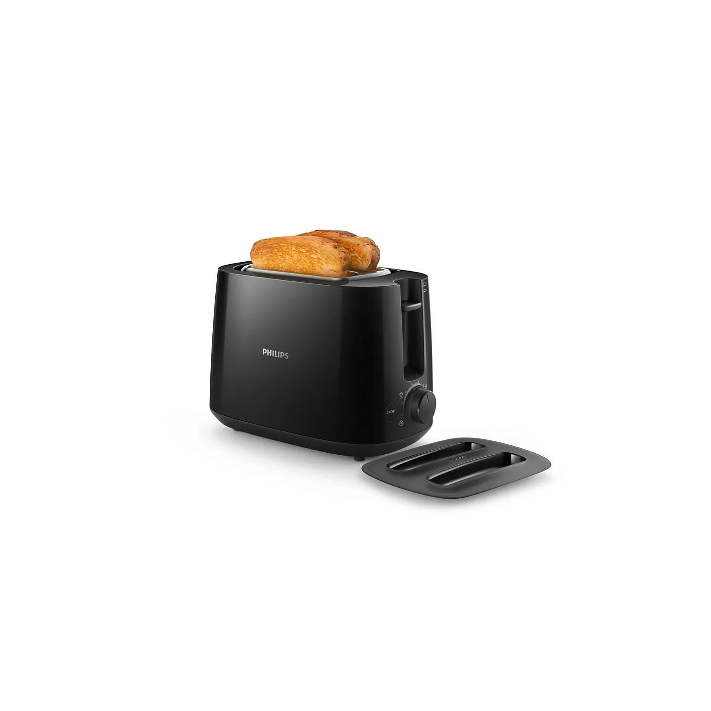 Philips Daily Collection Toaster HD2582/90 8 settings Integrated bun warming rack Compact design Dust cover / HD2582/90