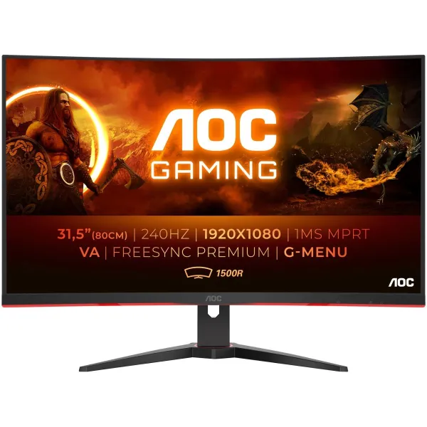 AOC | Curved Gaming Monitor | C32G2ZE | 31.5 " | VA | FHD | 16:9 | 240 Hz | 1 ms | 1920 x 1080 | 300 cd/m² | Headphone out (3.5m