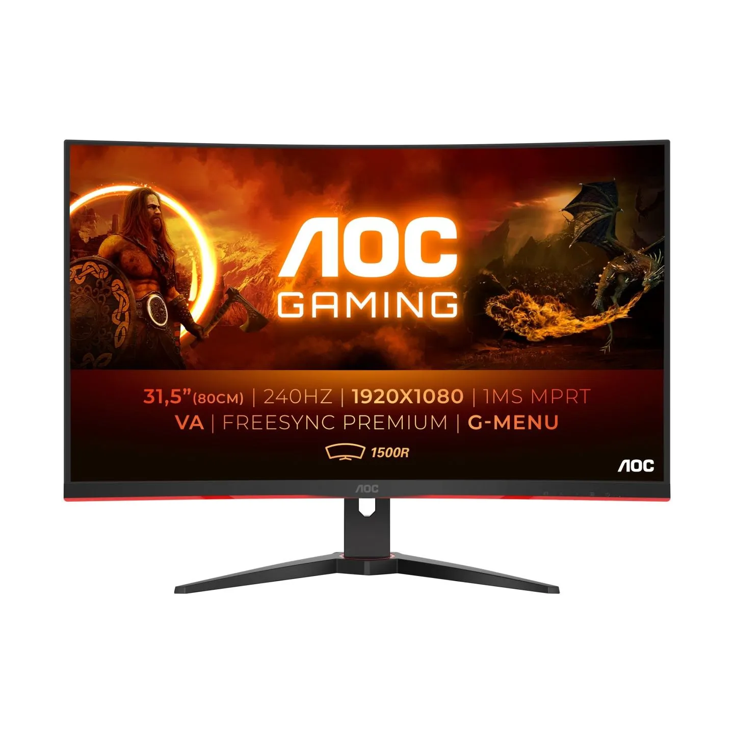 AOC | Curved Gaming Monitor | C32G2ZE | 31.5 " | VA | FHD | 16:9 | 240 Hz | 1 ms | 1920 x 1080 | 300 cd/m² | Headphone out (3.5m