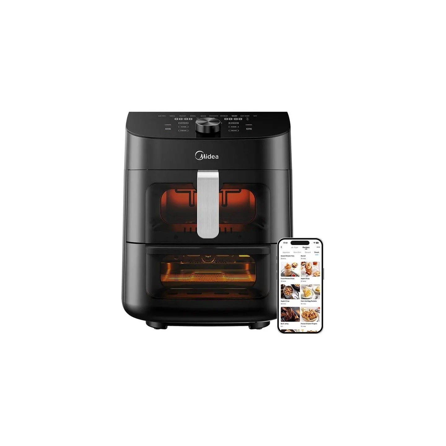 Midea Two Zone Airfryer | MAD1100DADK | Power 1850 W | Capacity 4.4/6.4 L | Rapid Air technology | Black