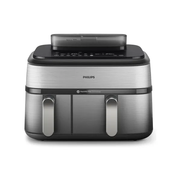 Philips Dual Basket Airfryer | NA555/00 5000 series | Power 2750 W | Capacity 9 L | RapidAir Plus | Silver
