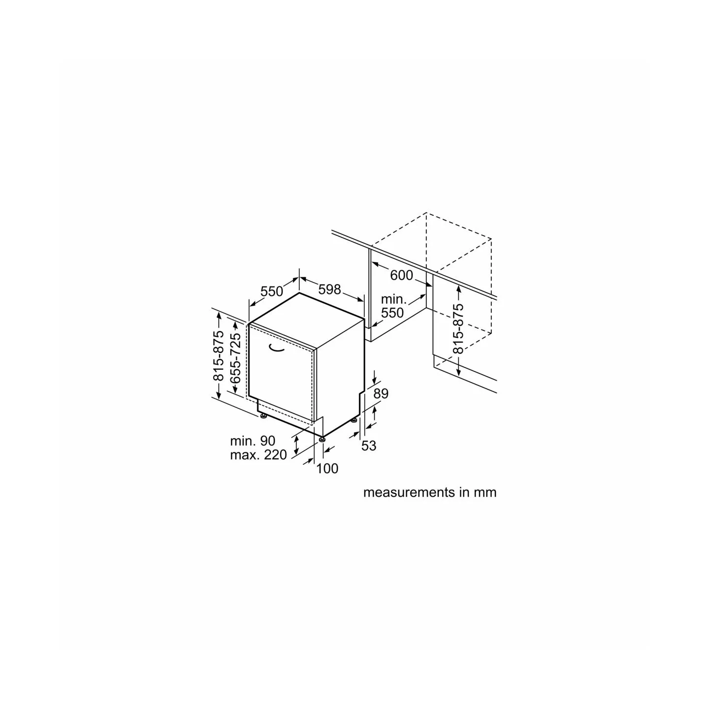 Bosch Dishwasher | SMV4EMX71S | Built-in | Width 60 cm | Number of place settings 14 | Number of programs 6 | Energy efficiency 