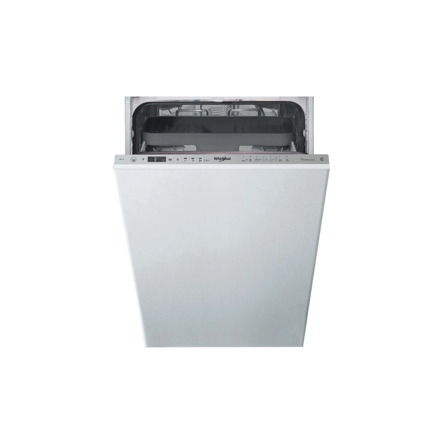 Whirlpool Dishwasher | WSIO 3T223 PCE X | Built-in | Width 45 cm | Number of place settings 10 | Number of programs 7 | Energy e