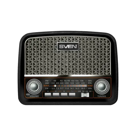 Sven Speaker SVEN SRP-555, black-silver (3W, FM/AM/SW, USB, SD/microSD, battery)