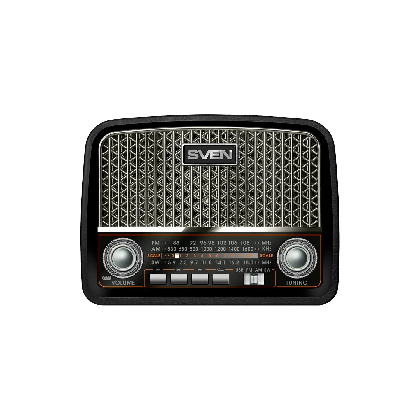 Sven Speaker SVEN SRP-555, black-silver (3W, FM/AM/SW, USB, SD/microSD, battery)