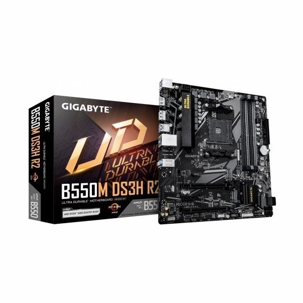 Gigabyte B550M DS3H R2 | Processor family AMD | Processor socket AM4 | DDR4 DIMM | Supported hard disk drive interfaces SATA, M.