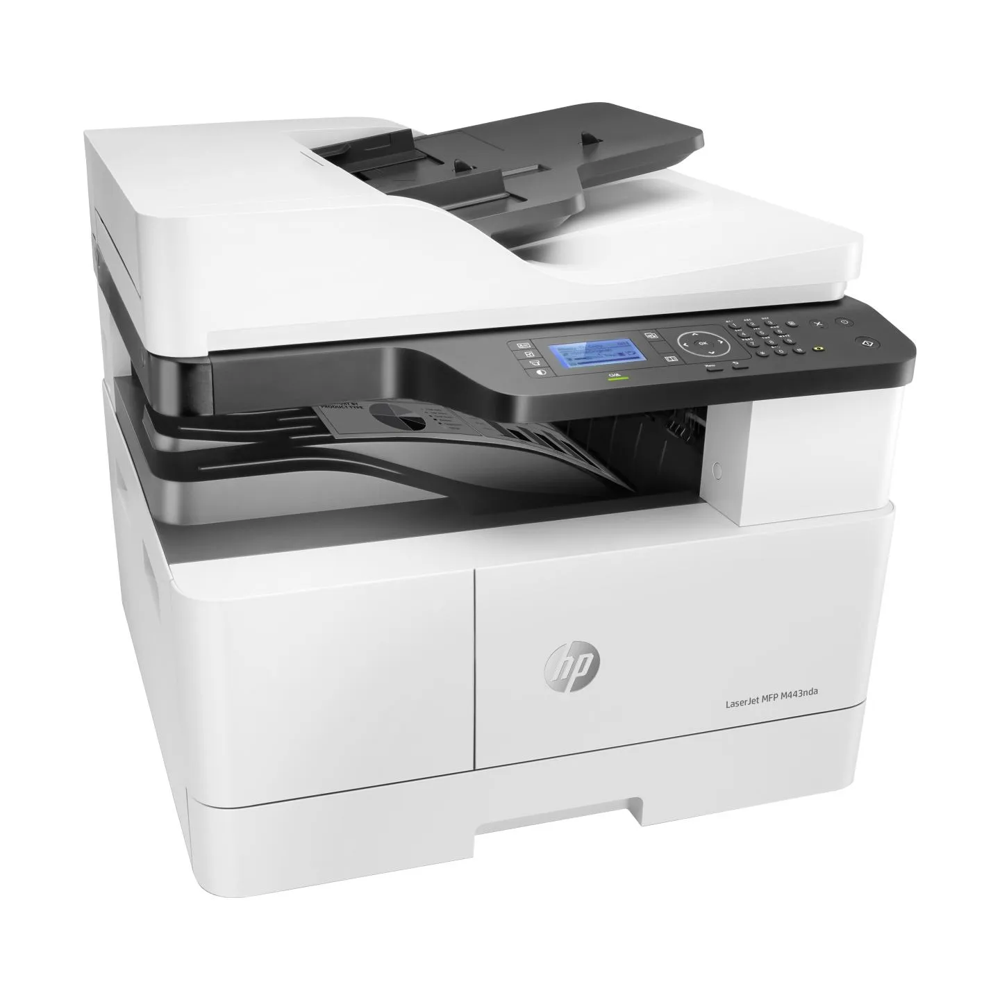 HP LaserJet MFP M443nda AIO All-in-One Printer - A3 Mono Laser, Print/Copy/Scan, Automatic Document Feeder, Auto-Duplex, LAN, 25