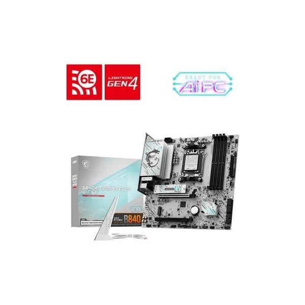 MSI B840M GAMING PLUS WIFI6E | Processor family AMD | Processor socket AM5 | DDR5 | Supported hard disk drive interfaces SATA, M