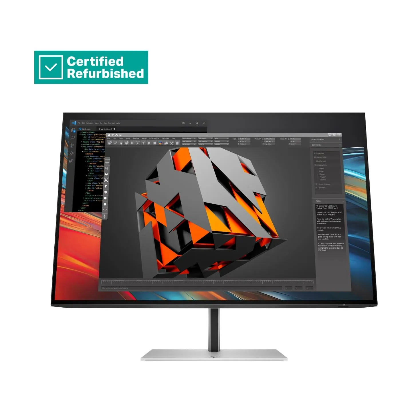 HP RENEW SILVER HP 724pn Series 7 Pro WUXGA Monitor - 24" 1920x1200 WUXGA 350-nit 100Hz AG, IPS, HDMI/DisplayPort/DisplayPort-ou