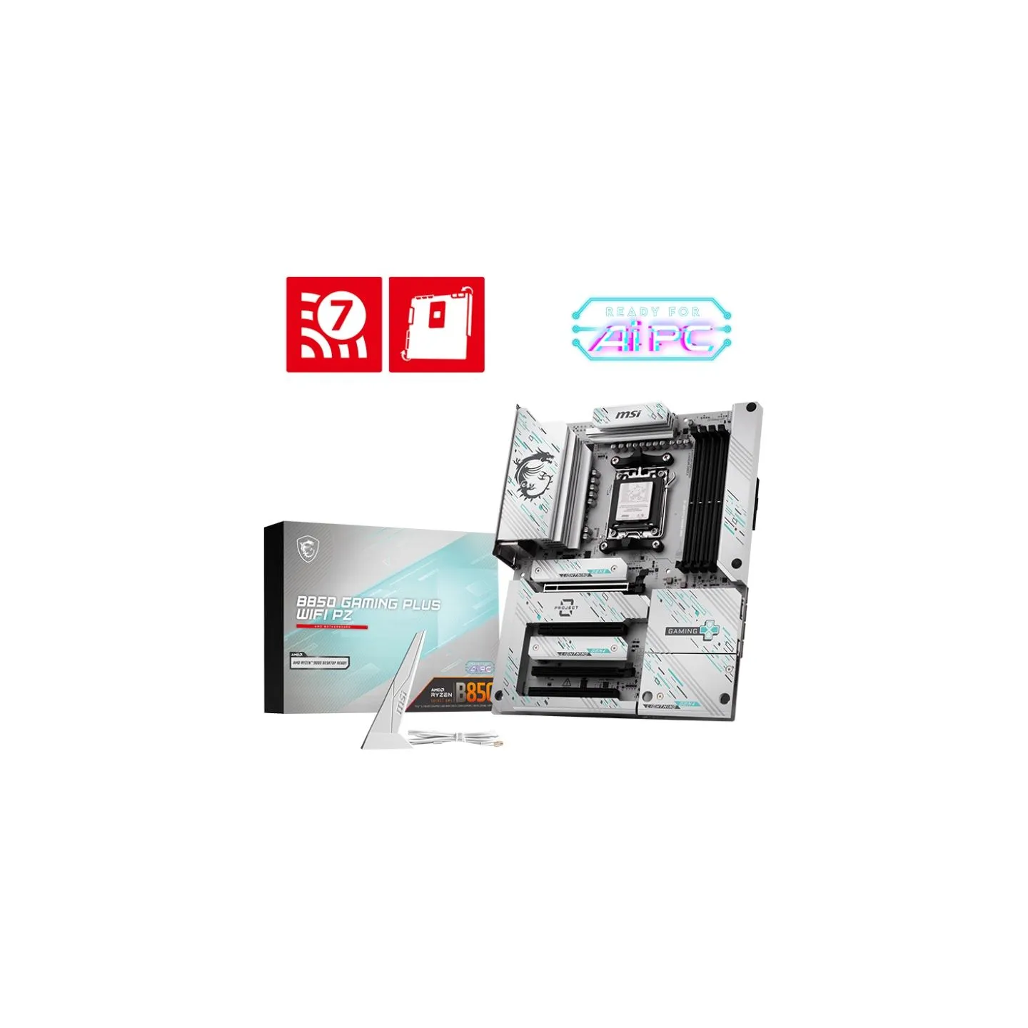 MSI B850 GAMING PLUS WIFI PZ | Processor family AMD B850 | Processor socket AM5 | DDR5 | Supported hard disk drive interfaces SA
