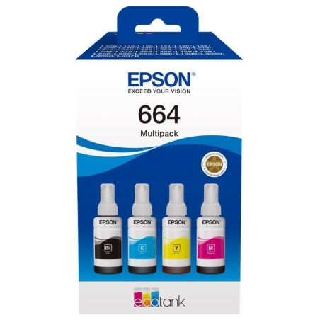 Epson 664 EcoTank 4-colour multipack | Epson C13T66464A | 664 EcoTank 4-colour multipack | Ink tank | Black, yellow, cyan, magen