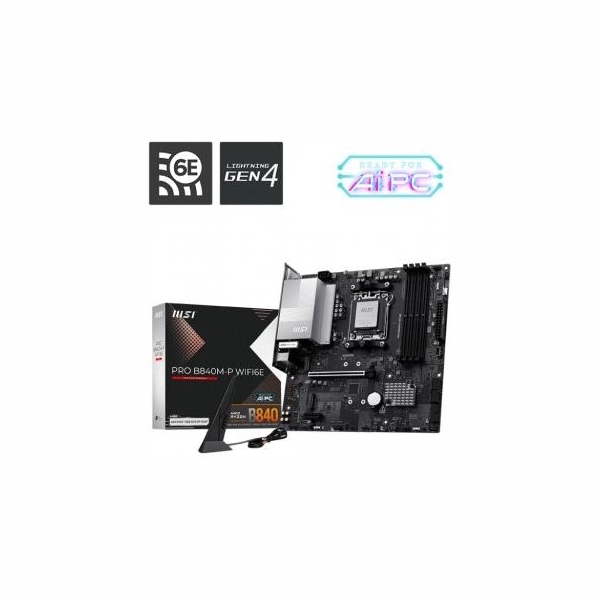 MSI PRO B840M-P WIFI6E | Processor family AMD | Processor socket AM5 | DDR5 | Supported hard disk drive interfaces SATA, M.2 | N