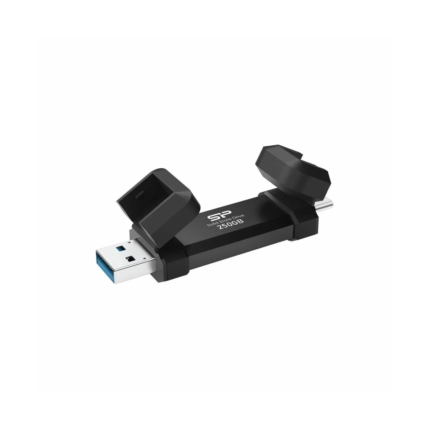 Silicon Power Portable External SSD | DS72 | 250 GB | USB Type-A and USB Type-C 3.2 Gen 2 | Black