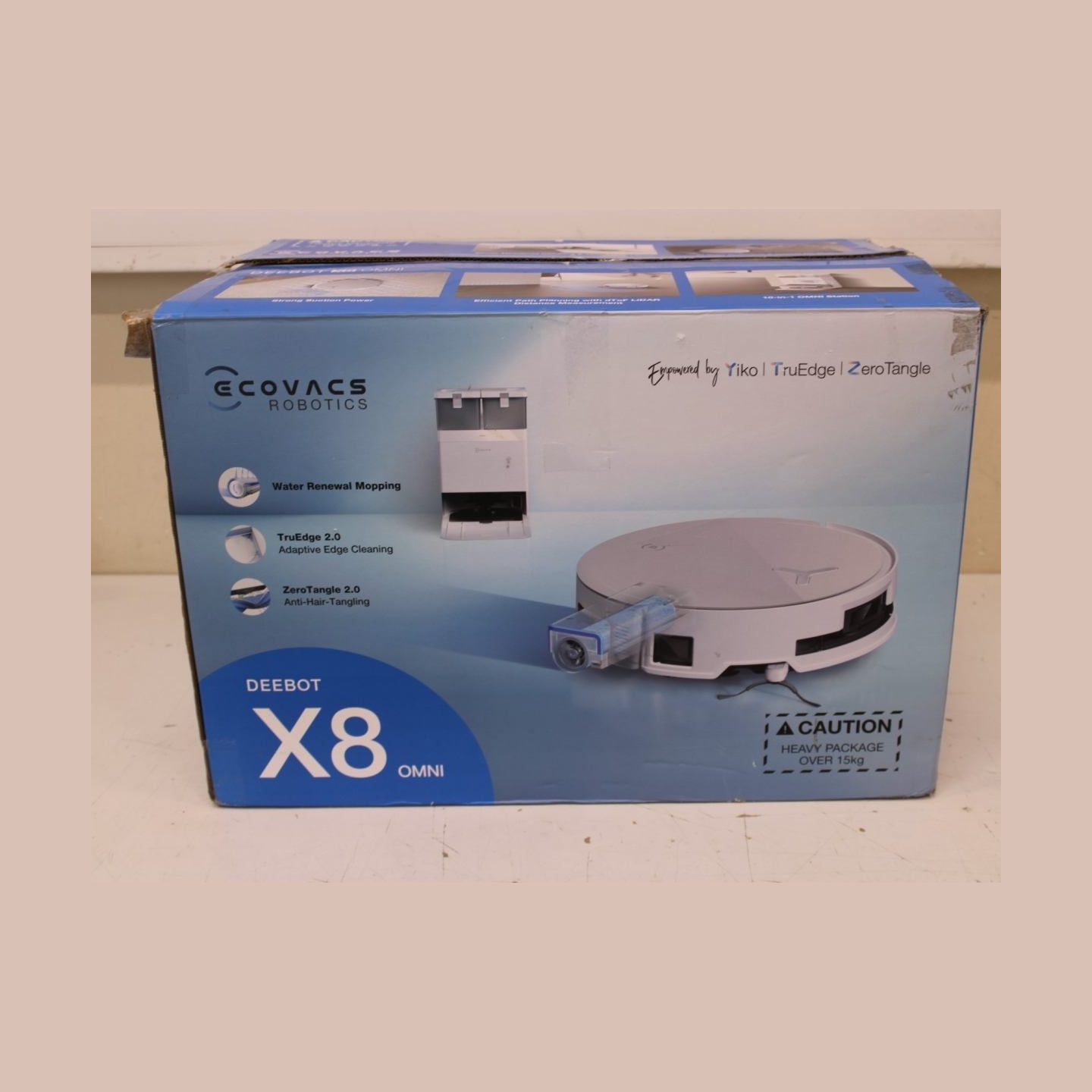 Ecovacs DEEBOT X8 OMNI Vacuum cleaner, Robot, Wet&Dry, 18000Pa, TruEdge 2.0, AIVI 3D 3.0, YIKO-GPT, White+Auto-empty station | E