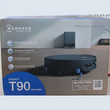 Ecovacs DEEBOT T90 PRO OMNI BLACK Vacuum cleaner, Robot, Wet&Dry, 30800Pa,  TruEdge 3.0, AIVI 3D 3.0, 4000 mAh, Black + Auto-emp