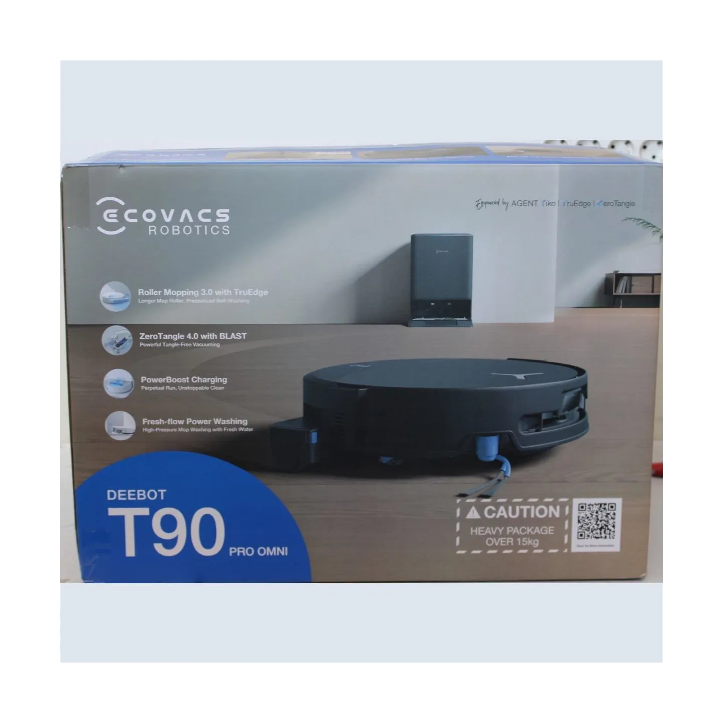 Ecovacs DEEBOT T90 PRO OMNI BLACK Vacuum cleaner, Robot, Wet&Dry, 30800Pa,  TruEdge 3.0, AIVI 3D 3.0, 4000 mAh, Black + Auto-emp
