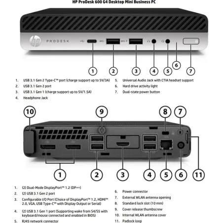 HP Renewed Grade B | ProDesk 600 G4 DM | Intel Core i3 | i3‑8100T | 8 GB | NVMe | 128 GB | Intel UHD Graphics 630 | Windows 11 H