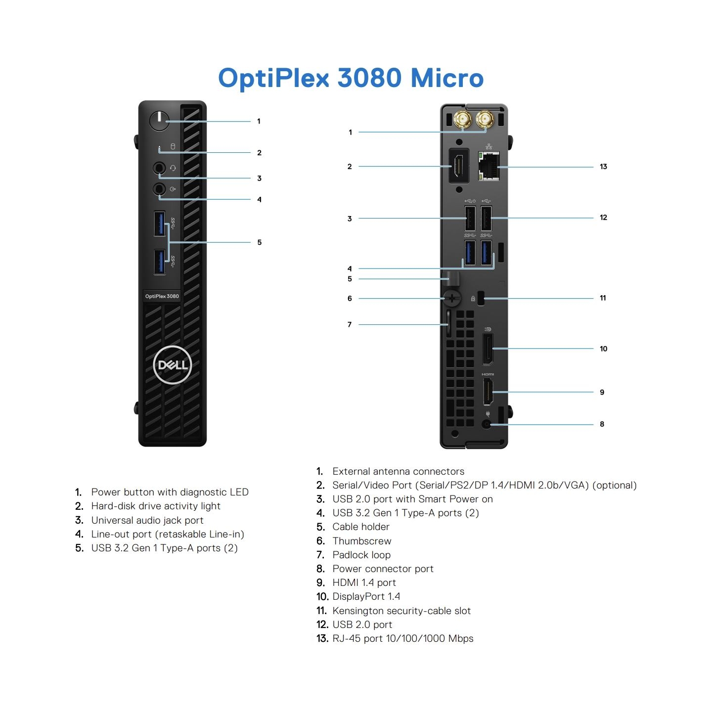 Dell Renewed Grade A | OptiPlex 3080 Micro | Intel Core i5 | i5‑10500T | 8 GB | SSD | 256 GB | Intel UHD Graphics 630 | Windows 