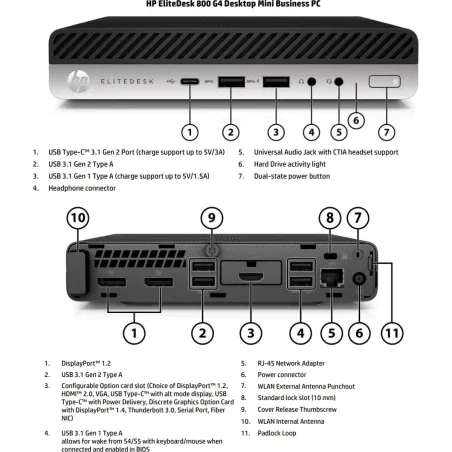 HP Renewed Grade B | EliteDesk 800 G4 | Intel Core i5 | i5-8500T | 8 GB | SSD | 256 GB | Intel UHD Graphics 630 | Windows 11 Pro