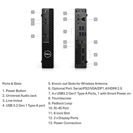 Dell Renewed Grade A | OptiPlex 3090 | Intel Core i5 | i5‑10500T | 8 GB | NVMe SSD | 256 GB | Intel UHD Graphics | Windows 11 Pr