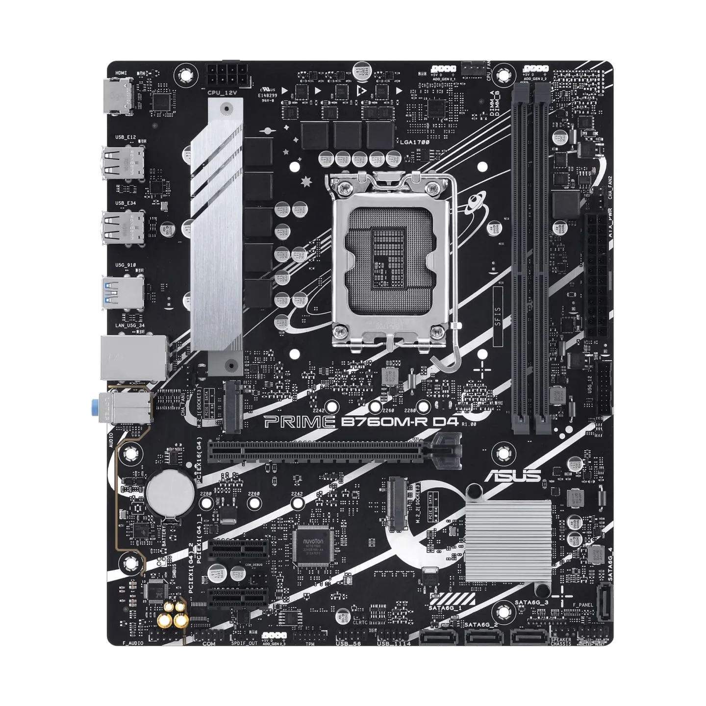 Asus PRIME B760M-R D4 | Processor family Intel | Processor socket LGA1700 | Number of SATA connectors 4