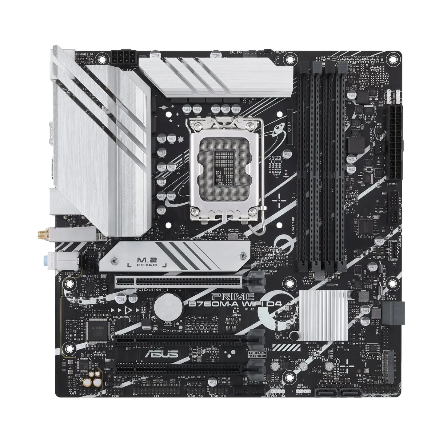 Asus | PRIME B760M-A WIFI D4 | Processor family Intel | Processor socket LGA1700 | DDR4 DIMM | Supported hard disk drive interfa