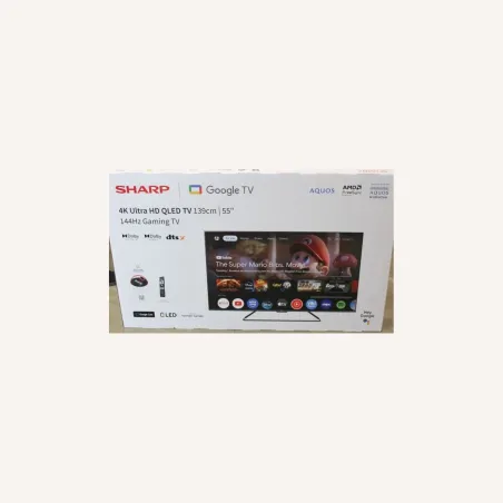 Sharp 55GR8265E 55" (139cm) 4K Ultra HD QLED Smart Google Frameless TV, 144Hz, Dolby Vision IQ, Dolby Atmos, Harman/Kardon | Sha