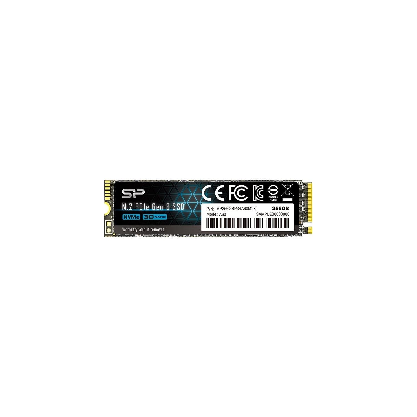Silicon Power | SSD | P34A60 | 256 GB | Solid-state drive interface PCIe Gen3x4 | Read speed 2200 MB/s | Write speed 1600 MB/s