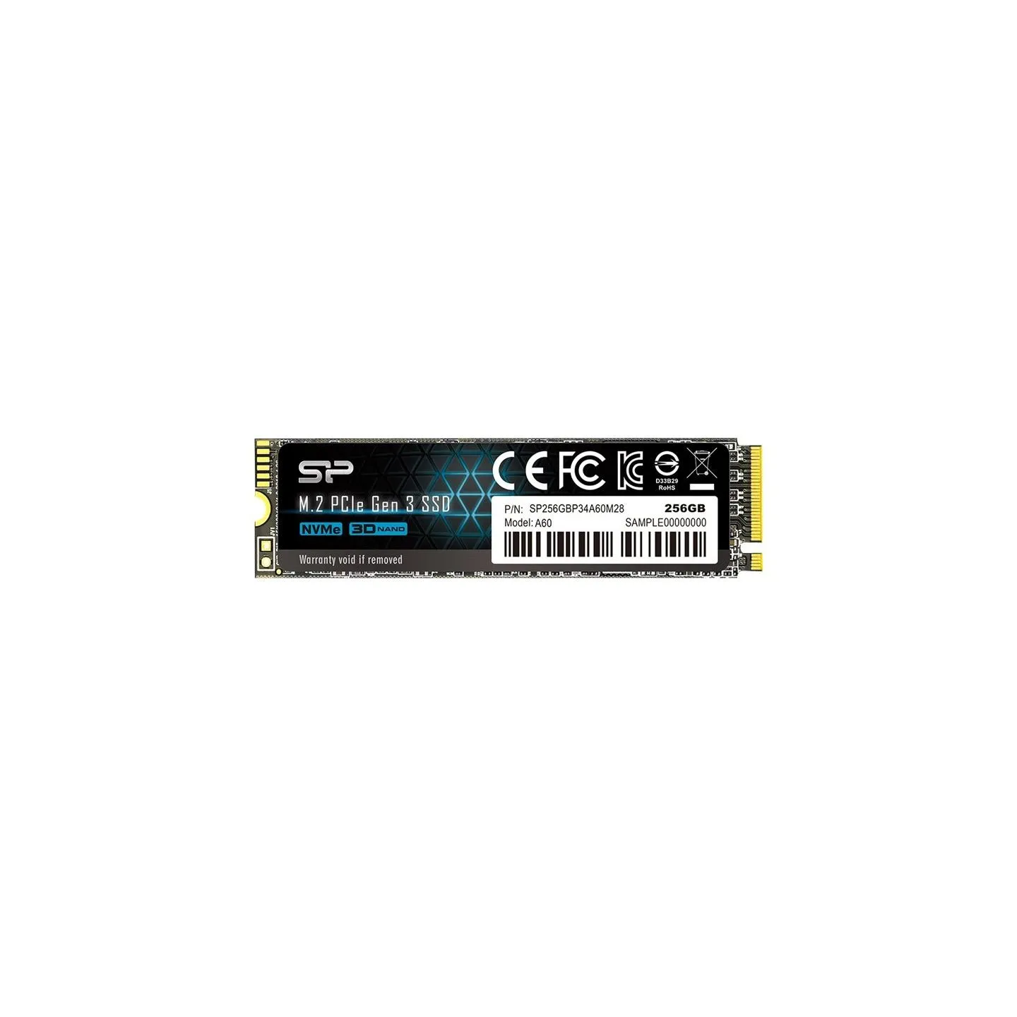 Silicon Power | SSD | P34A60 | 256 GB | Solid-state drive interface PCIe Gen3x4 | Read speed 2200 MB/s | Write speed 1600 MB/s
