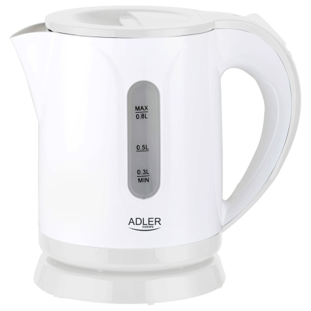 Adler | Kettle | AD 1371w | Electric | 850 W | 0.8 L | Stainless steel/Polypropylene | 360° rotational base | White