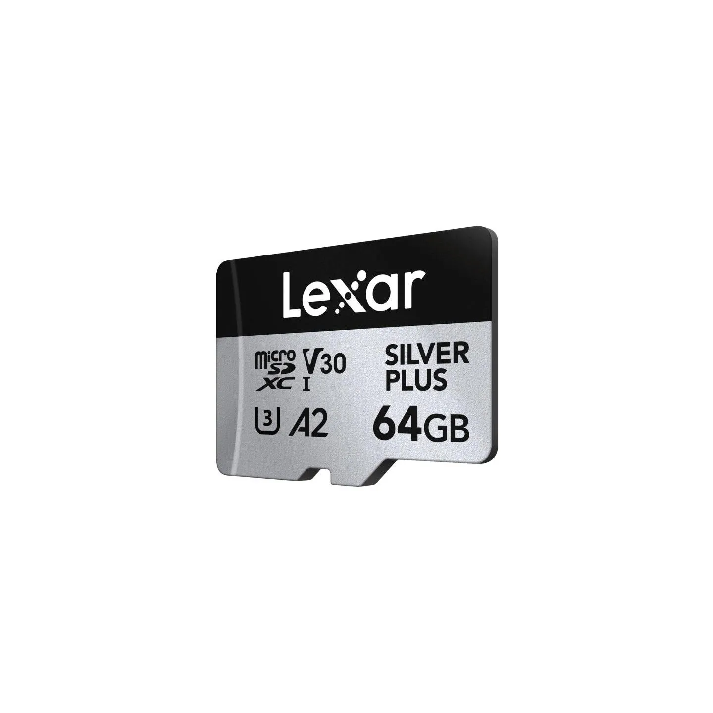 Lexar Memory card microSD 64GB C10 A2 U3 V30 205/100MB/s Silver Plus