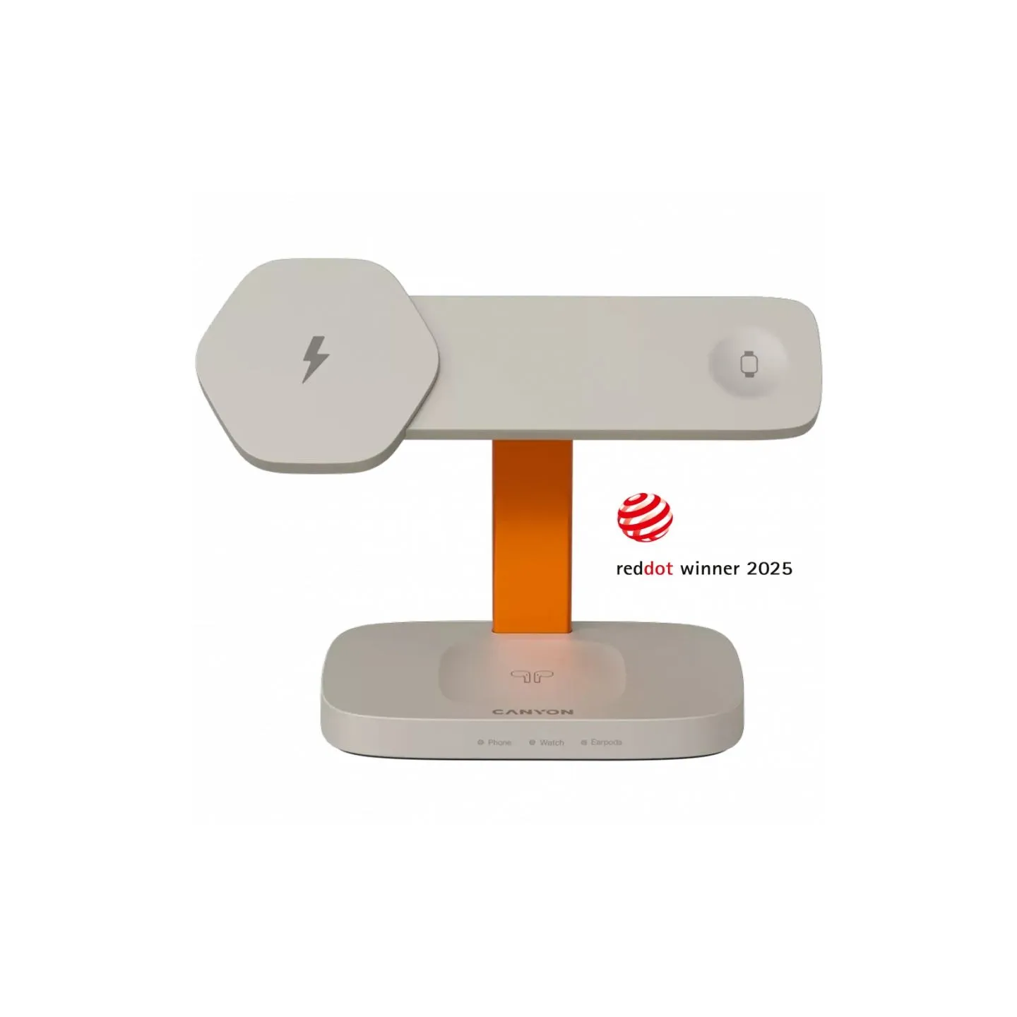 Canyon Wireless Charging Station Hexagon 310 3in1 LightGrey/Orange