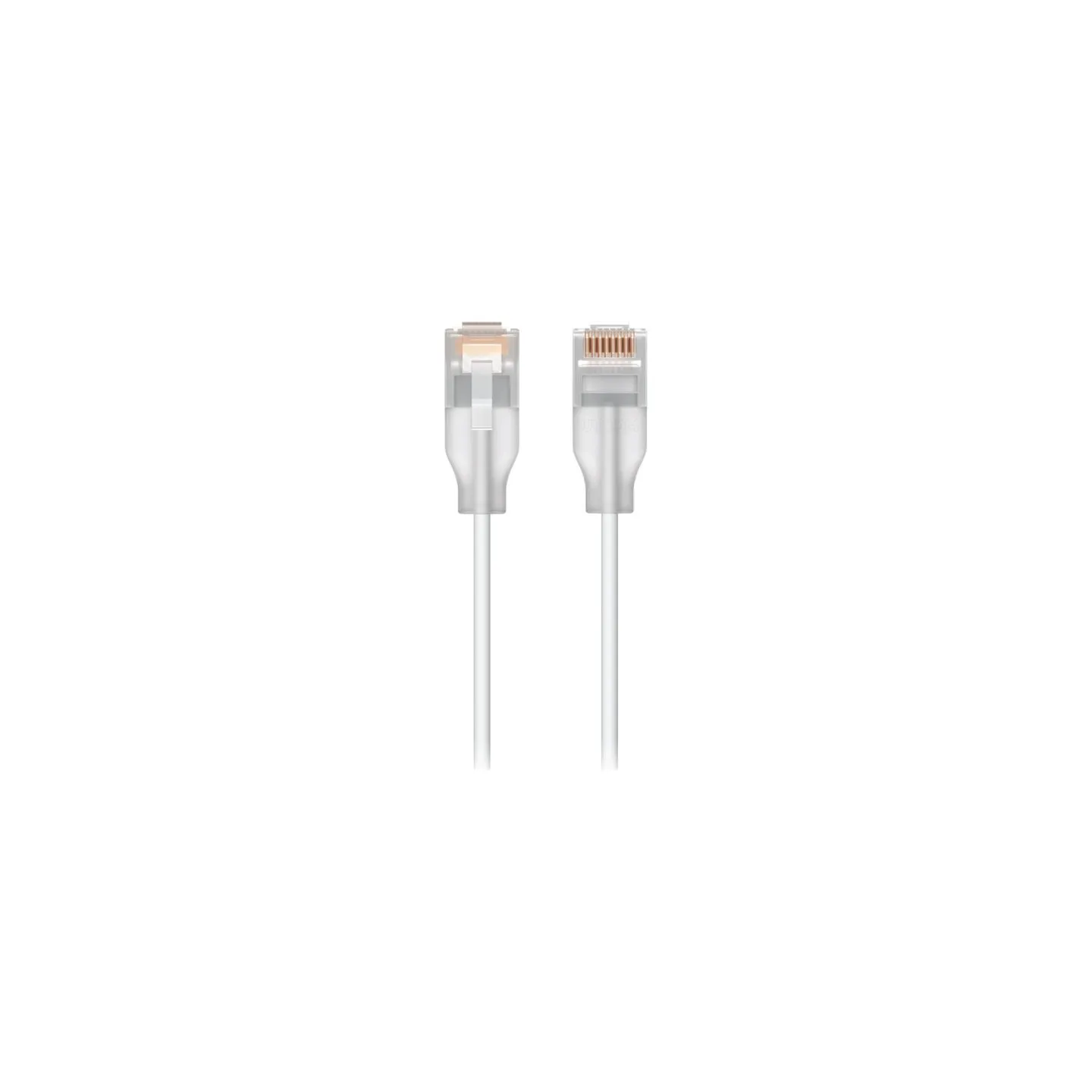 Ubiquiti UACC-Cable-Patch-EL-0.15M-W-24 Nano-thin patch cable with 2.5 GbE and PoE++ support designed to show Etherlighting™ eff
