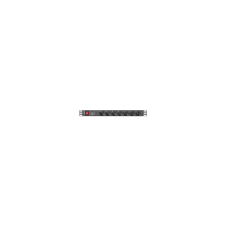 Lanberg Power Distribution unit (PDU) 19" 1U 16A 2m 7X Schuko oulets | PDU-07F-0200-BK