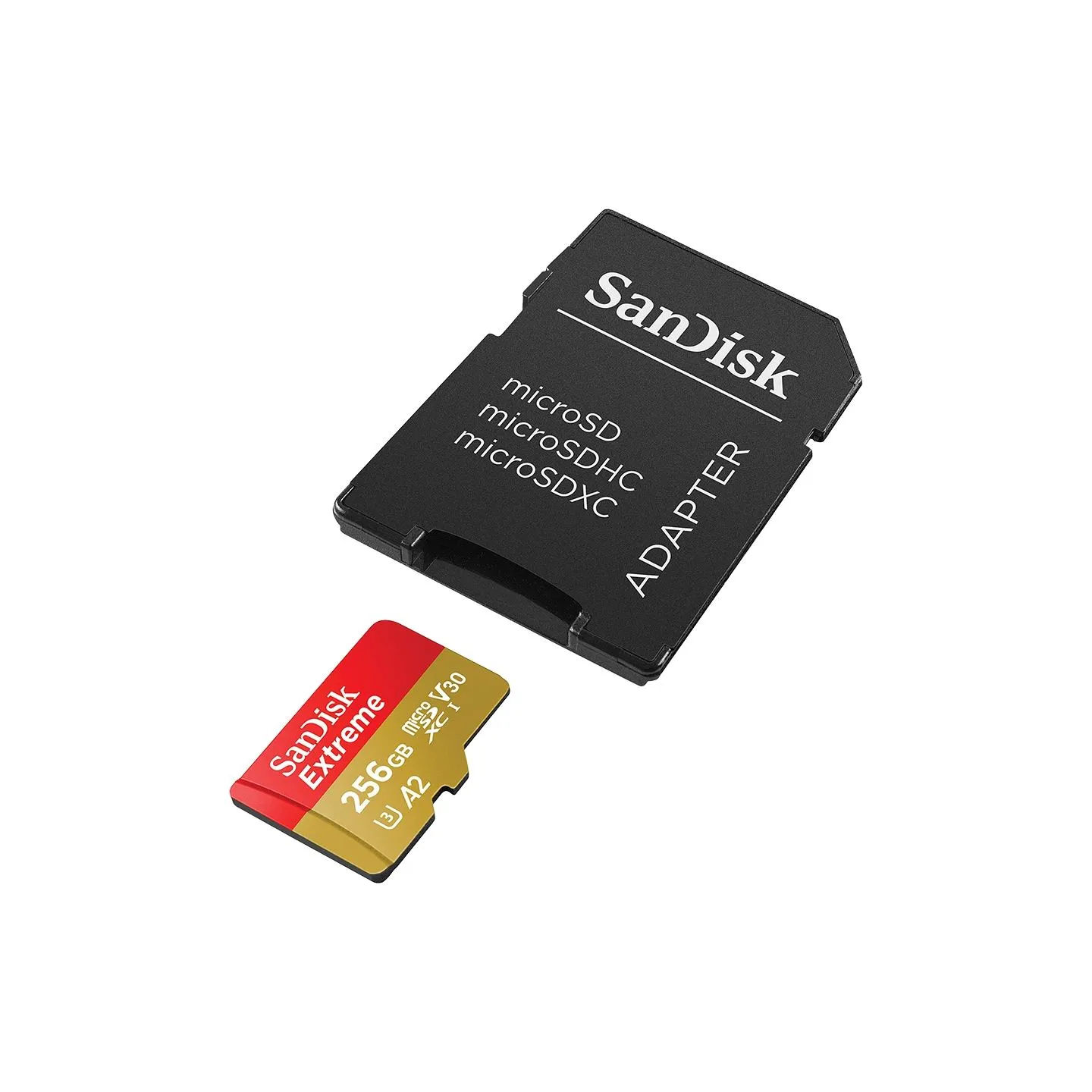 Sandisk Extreme microSDXC 256GB + SD Adapter + 1 year RescuePRO Deluxe up to 190MB/s & 130MB/s Read/Write speeds A2 C10 V30 UHS-