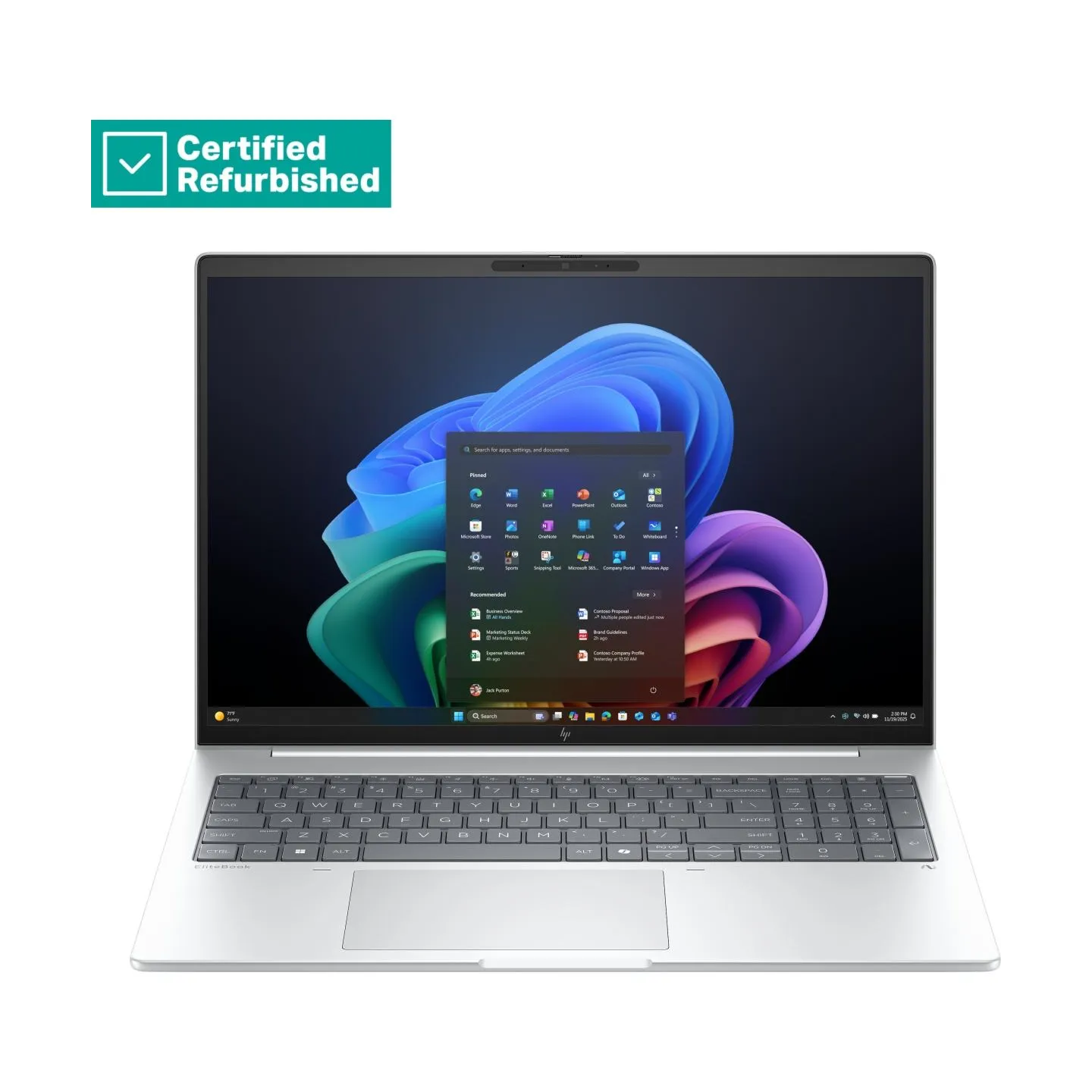 HP RENEW SILVER HP EliteBook 8 G1i AI 16 - Ultra 7-258V, 32GB, 1TB SSD, 16 WUXGA AG, 5MP IR cam, FPR, US backlit keyboard, Glaci