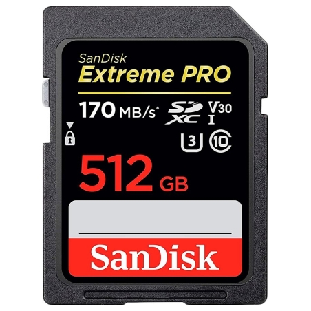 Sandisk Extreme 512GB SDXC Memory Card + 1 year RescuePRO Deluxe up to 180MB/s & 130MB/s Read/Write speeds, UHS-I, Class 10, U3,