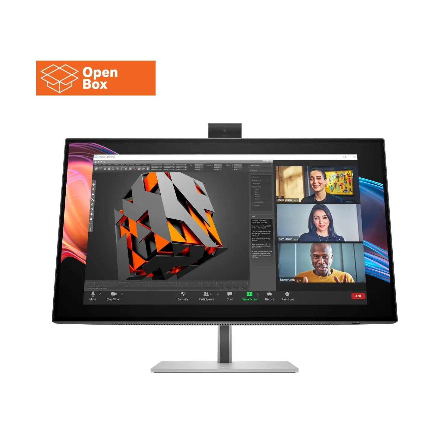 HP 727pm Series 7 Pro 4K Conferencing Monitor - 27" 3840x2160 UHD 400-nit 60Hz AG, IPS Black HDR 400, USB-C(100W/15W)/HDMI/Displ