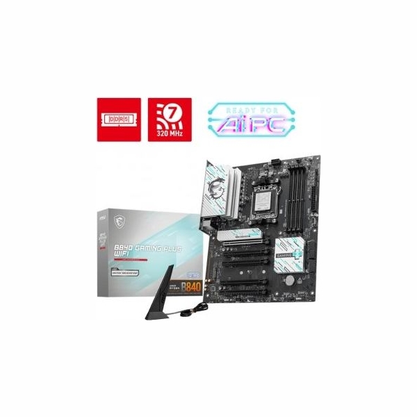 MSI B840 GAMING PLUS WIFI | Processor family AMD | Processor socket AM5 | DDR5 | Supported hard disk drive interfaces SATA, M.2 